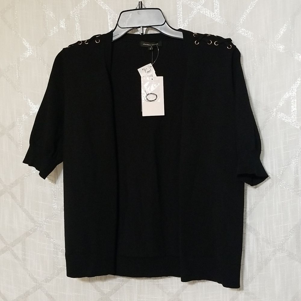 Jeanne Pierre Black Cardigan Womens Size Small NWT